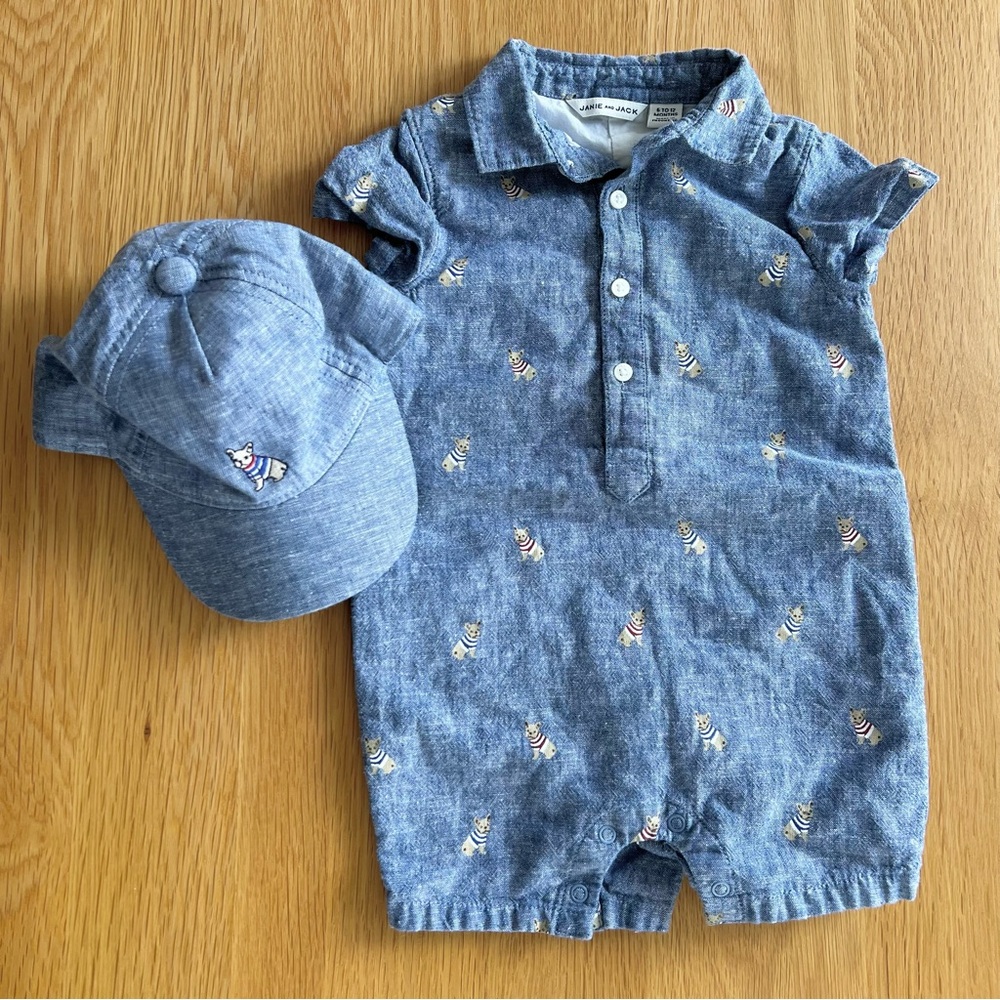 6-12 month Janie and Jack French Bulldog Outfit